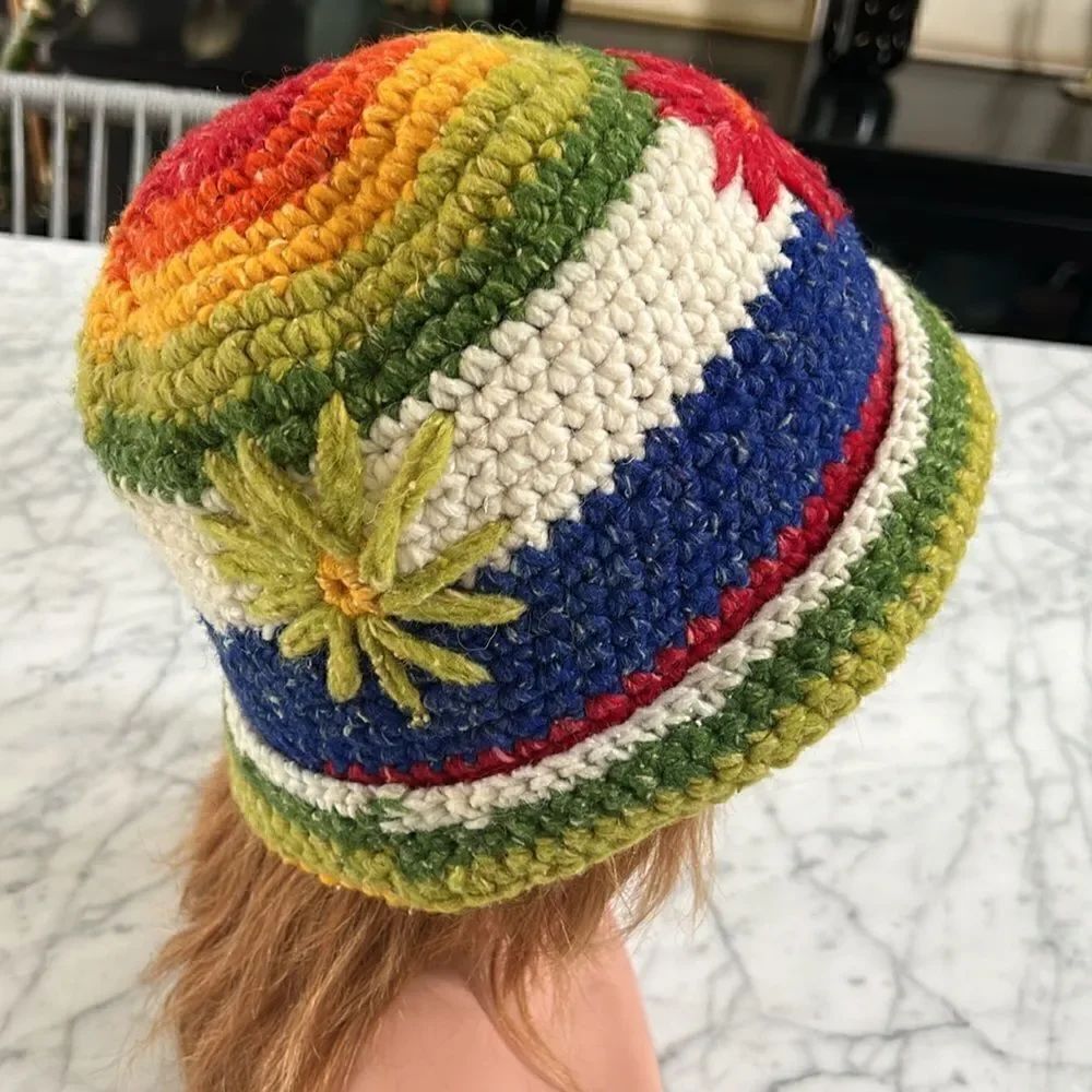 Handmade Rasta Floral Colorful Beanie OS - Picture 4 of 7